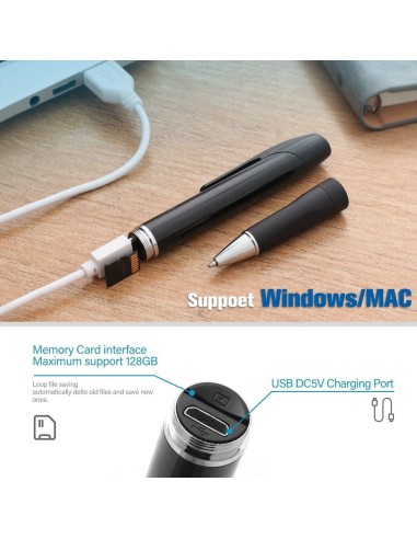 Stylo camera espion full hd - enregistrement en continu et son