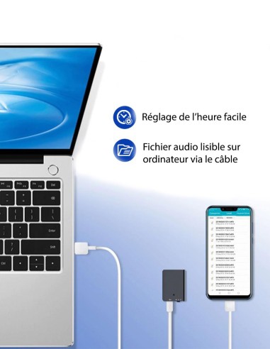 Mini enregistreur vocal discret - 16 Go - Autonomie 24 heures