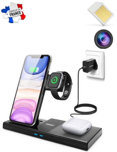 Centrale de chargement sans fils camera/micro GSM