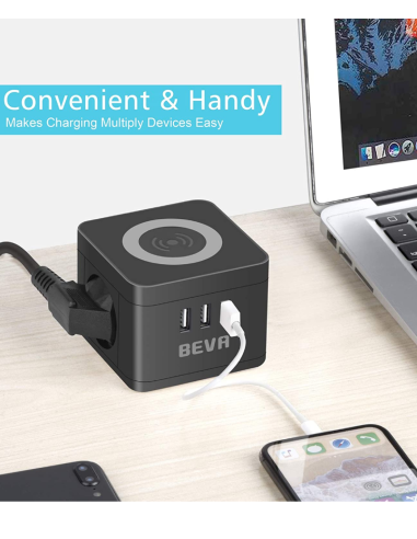 Multiprise cube chargeur à induction caméra/micro GSM - branché