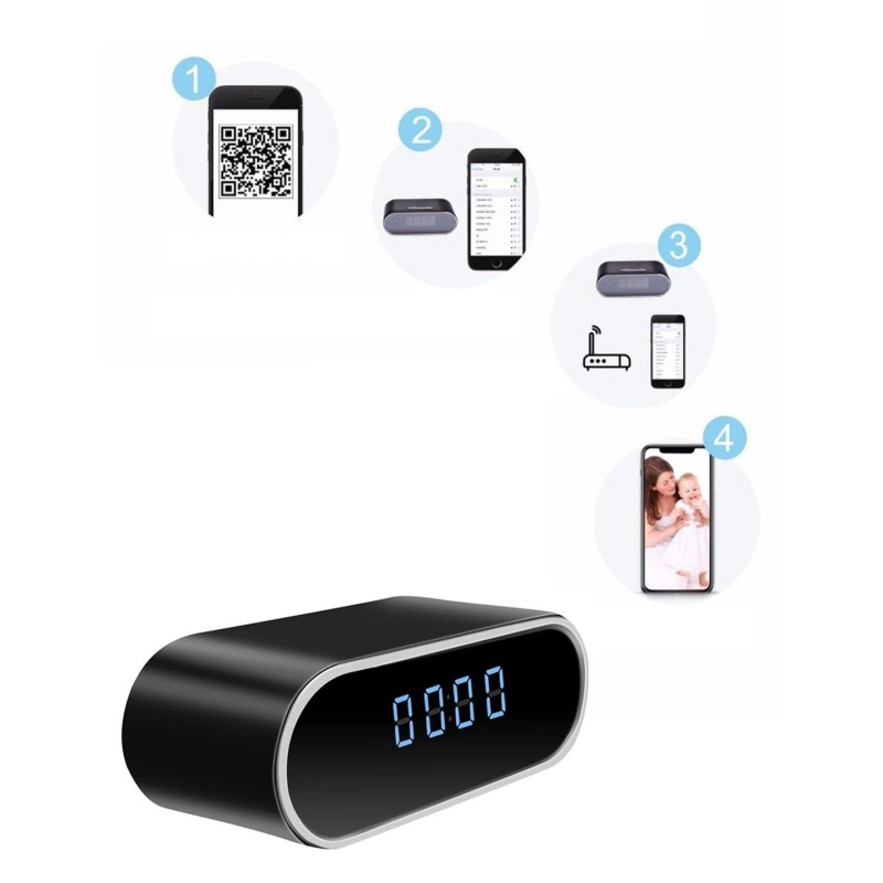 Horloge caméra espion Wifi HD – Vision Nocturne - Vision à Distance
