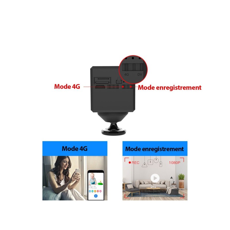 Camera 4G avec carte sim offerte - Vision en direct - jusqu'à 2 ans