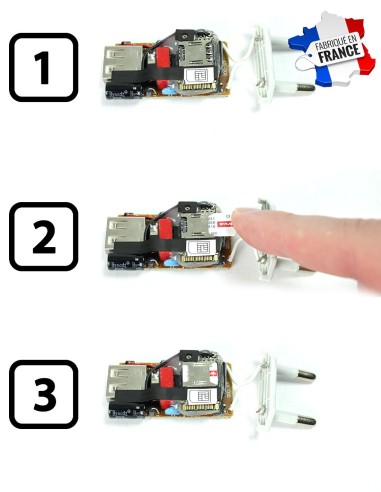 Chargeur IPhone micro espion GSM - insertion carte sim
