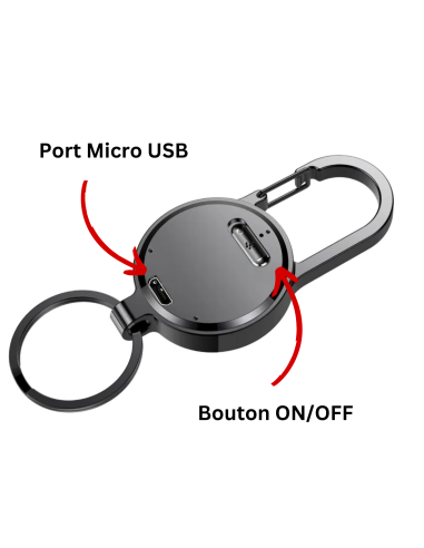 Micro espion enregistreur lecteur MP3 16 Go - Enregistrement continu