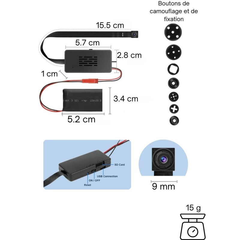 Module caméra espion Wifi - Vision à distance en direct