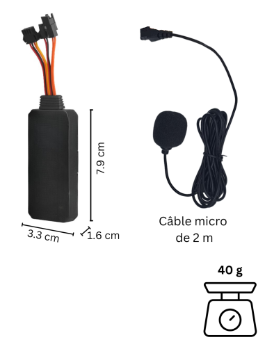 Tracker GPS avec Micro espion enregistreur - Détection de mouvement - Longue autonomie