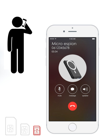 Micro espion batterie  externe - autonomie jusqu\'à 100 jours